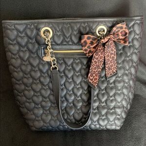 Black Betsey Johnson Purse with Cheetah Bow